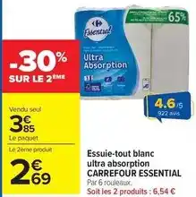 Carrefour Market Carrefour - essuie-tout blanc ultra absorption offre