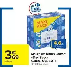 Carrefour Market Carrefour - mouchoirs blancs confort maxi packsoft offre
