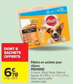Carrefour Market Pedigree - pâtées en sachets pour chiens offre