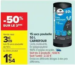 Carrefour Market Carrefour - 15 sacs poubelle offre