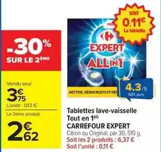 Carrefour Market Carrefour - tablettes lave-vaisselle tout en 1 expert offre
