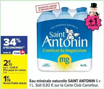 Carrefour Express Carrefour - eau minerale naturelle offre