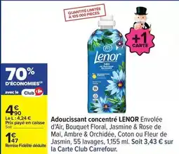 Carrefour Express Lenor - adoucissant concentré envolée d'air, bouquet floral, jasmine & rose de mai offre