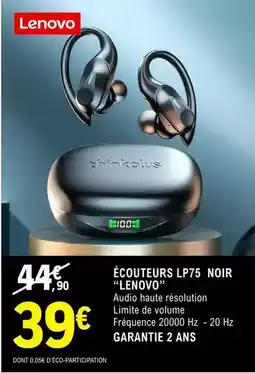 E.Leclerc Lenovo - écouteurs lp75 noir offre