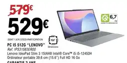 E.Leclerc Lenovo - pc 15 512g offre