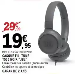 E.Leclerc Jbl - casque fil tune t500 noir offre