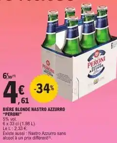 E.Leclerc Peroni - bière blonde nastro azzurro offre