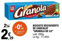 E.Leclerc Biscuits recouverts de chocolat granola de lu offre
