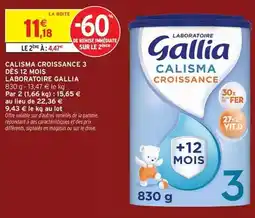 Intermarché Gallia - calisma croissance 3 des 12 mois laboratoire offre