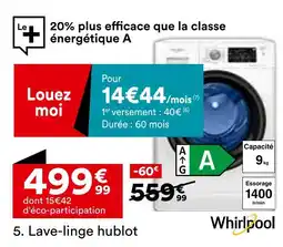 BUT Whirlpool LAVELINGE HUBLOT FFDJ9489BVFR offre