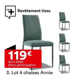 BUT Lot 4 chaises Annie offre