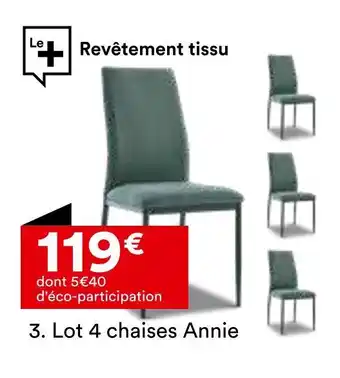 BUT Lot 4 chaises Annie offre