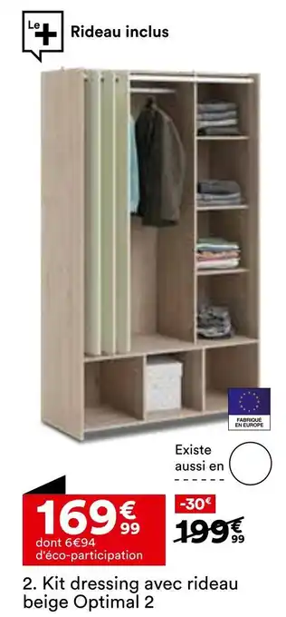 BUT Kit dressing avec rideau beige Optimal 2 offre