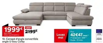 BUT Canapé d'angle convertible angle u tissu colby offre