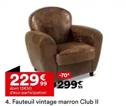 BUT Fauteuil vintage marron Club II offre