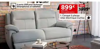 BUT Canapé 3 places relax électrique Curtiss offre