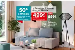 BUT Banquette lit 3 places tissu gris Alicante offre