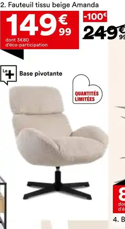 BUT Fauteuil tissu beige Amanda offre