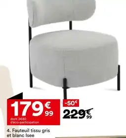 BUT Fauteuil tissu gris et blanc Isee offre