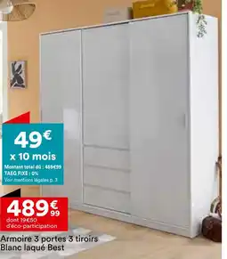 BUT Armoire 3 portes 3 tiroirs Blanc laqué Best offre