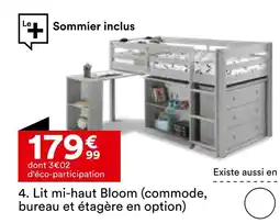 BUT 4. Lit mi-haut Bloom (commode bureau et étagère en option) offre