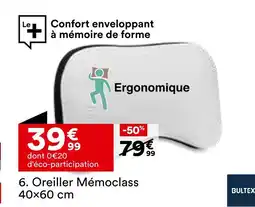 BUT BULTEX Oreiller mémoclass 40x60 cm offre