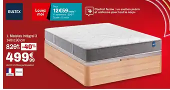 BUT BULTEX Matelas intégral 3 140x190 cm offre
