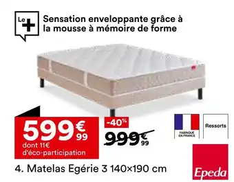 BUT EPEDA Matelas égérie 3 140×190 cm offre