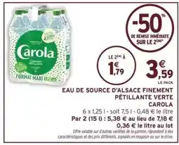 Intermarché Eau de Source d'Alsace Finement Pétillante Verte Carola offre