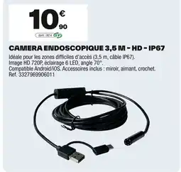 Brico Dépôt Camera endoscopique 3,5 m - hd - ip67 offre