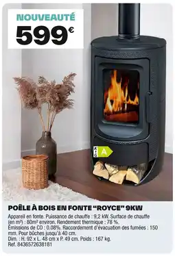 Brico Dépôt Poêle à bois en fonte "royce" 9kw offre