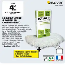 Brico Dépôt ISOVER Laine de verre à souffler comblissimo offre