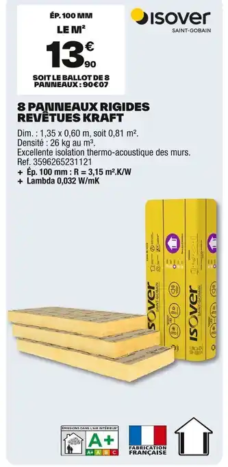 Brico Dépôt ISOVER 8 panneaux rigides revêtues kraft offre
