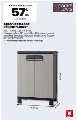 Brico Dépôt COOKE & LEWIS Armoire basse résine "liane” offre