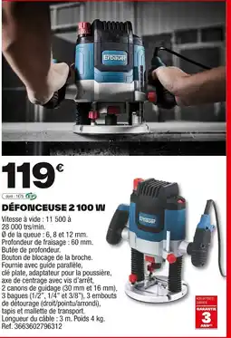 Brico Dépôt Défonceuse 2 100 w offre