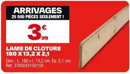Brico Dépôt Lame de cloture 180 x 13,2 x 2,1 offre