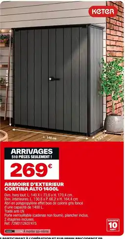 Brico Dépôt Armoire d'exterieur cortina alto offre