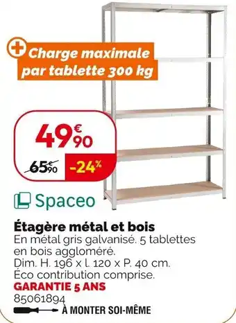 Weldom SPACEO Étagère métal et bois offre