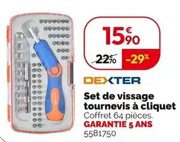 Weldom DEXTER Set de vissage tournevis à cliquet offre