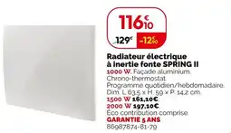 Weldom Radiateur électrique à inertie fonte spring ii offre
