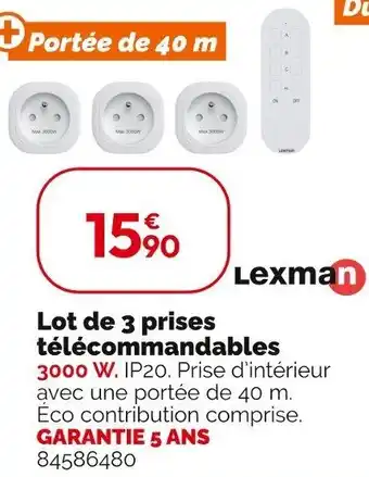 Weldom LEXMAN Lot de 3 prises télécommandables offre