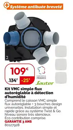 Weldom JAUTER Kit VMC simple flux autoréglable à détection d'humidité offre
