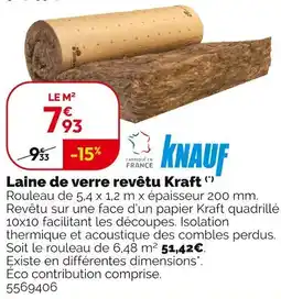 Weldom KNAUF Laine de verre revêtu Kraft offre
