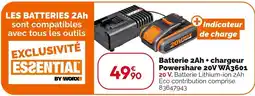 Weldom Batterie 2Ah + chargeur Powershare 20V WA3601 offre