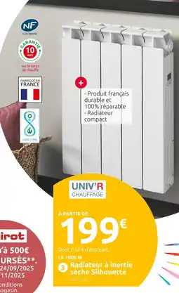 Mr Bricolage UNIV'R CHAUFFAGE Radiateur à inertie sèche silhouette offre