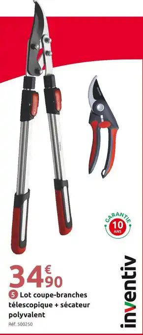 Mr Bricolage Inventiv Lot coupe-branches télescopique + sécateur polyvalent offre