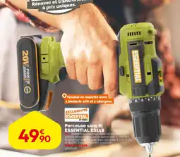 Weldom ESSENTIAL BY WORX Perceuse sans fil es118 offre
