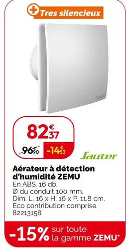 Weldom SAUTER Aérateur à détection d'humidité ZEMU offre