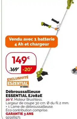 Weldom EXCLUSIVITÉ ESSENTIAL BY WORX Débroussailleuse ej082e offre