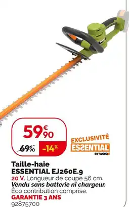 Weldom ESSENTIAL BY WORX Taille-haie EJ260E.9 offre